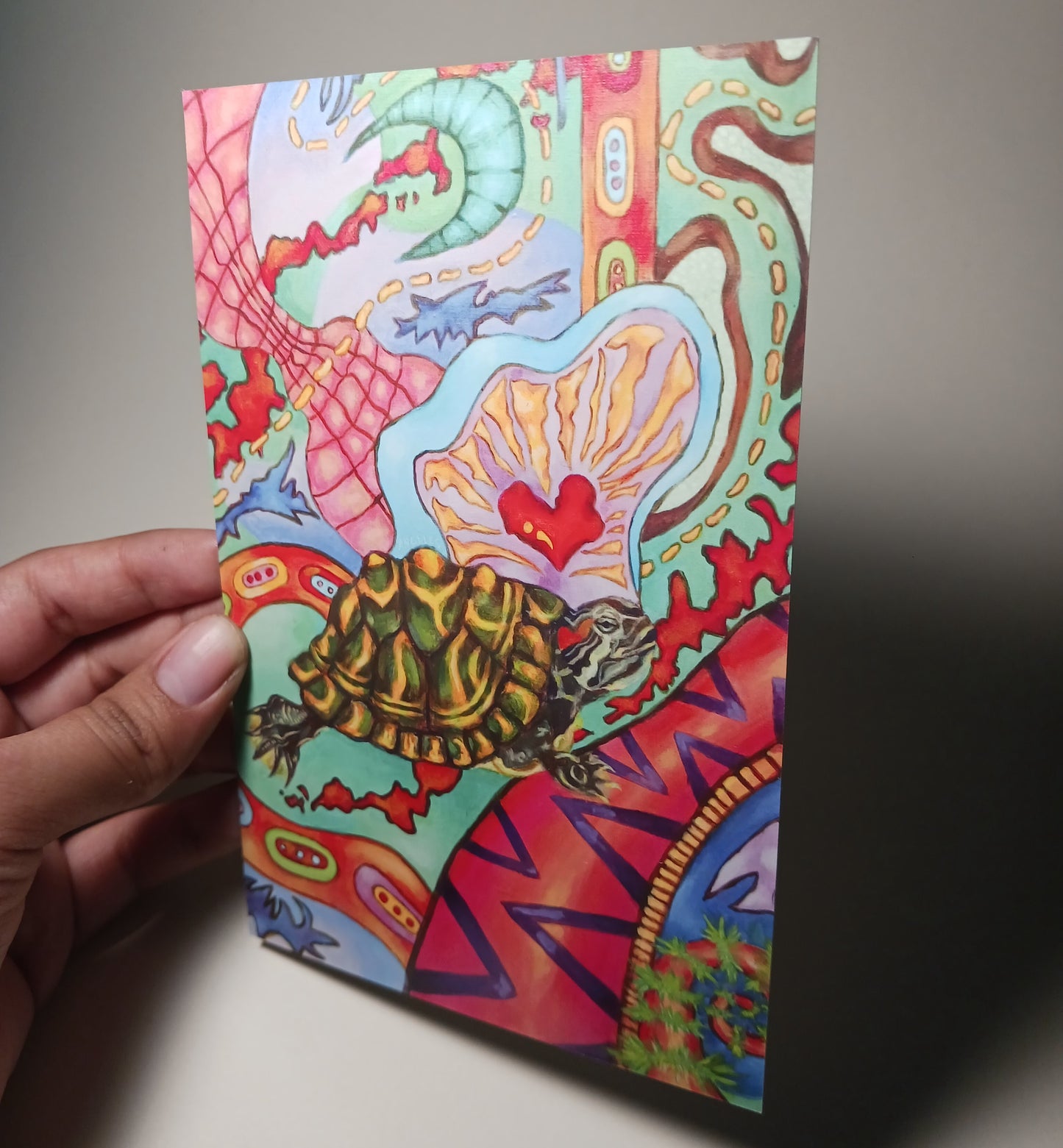 "Four years of chaotic growth" postcard