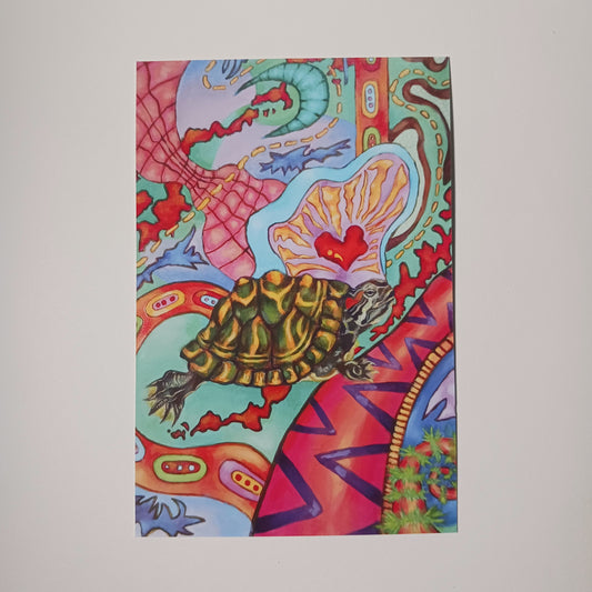 "Four years of chaotic growth" postcard