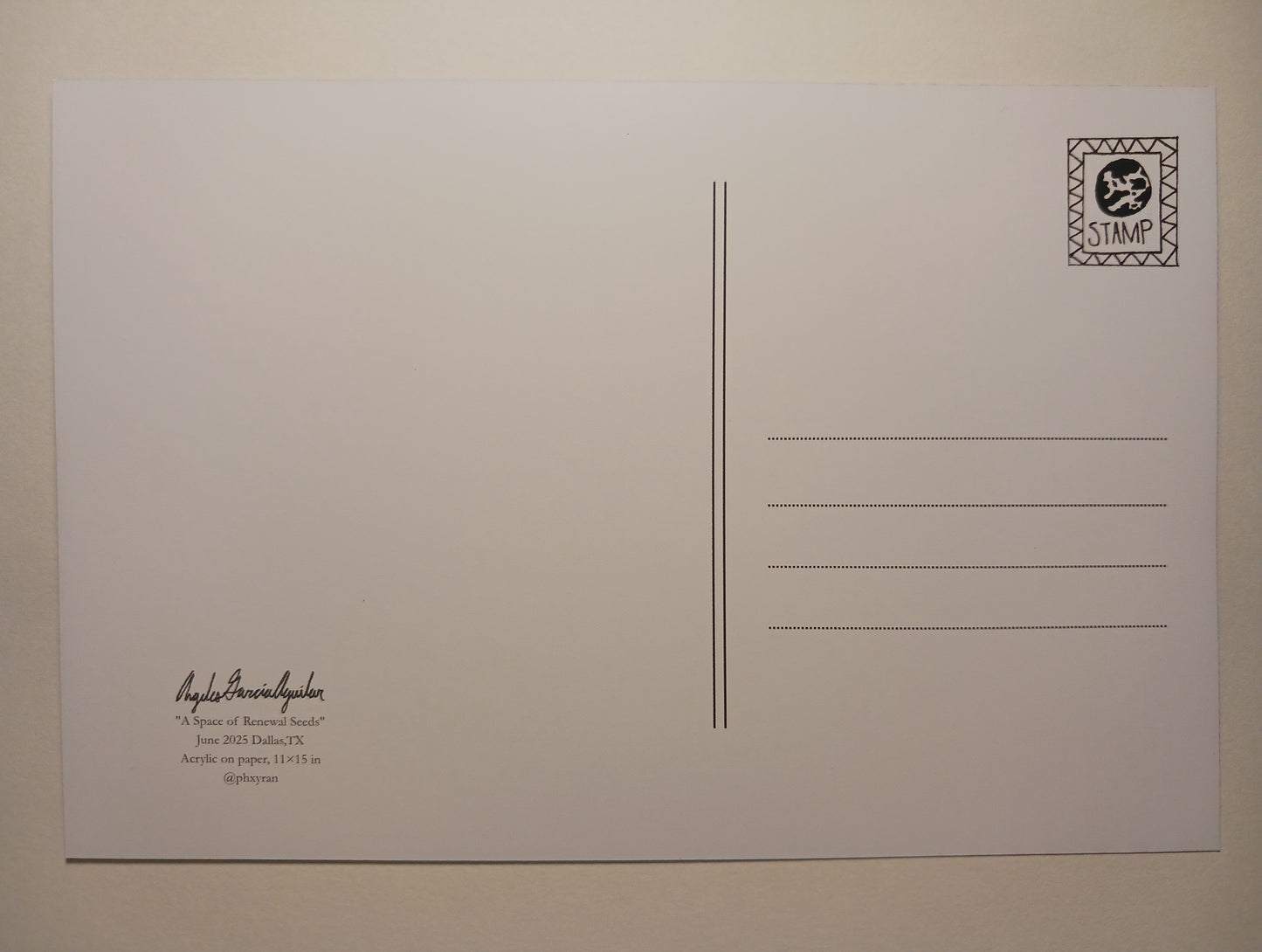 "A Space of Renewal Seeds" postcard